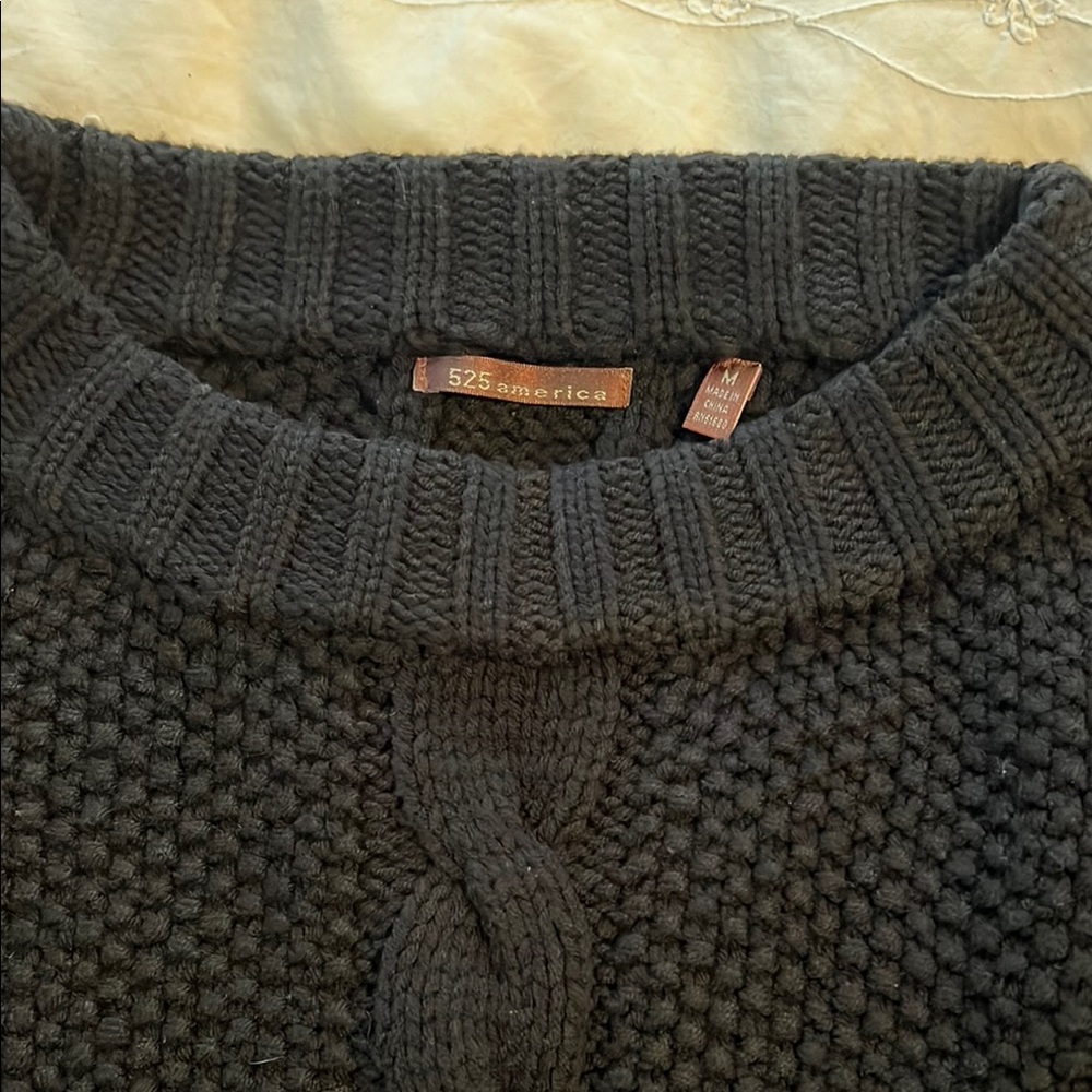 525 America Womens Cropped Black Sweater